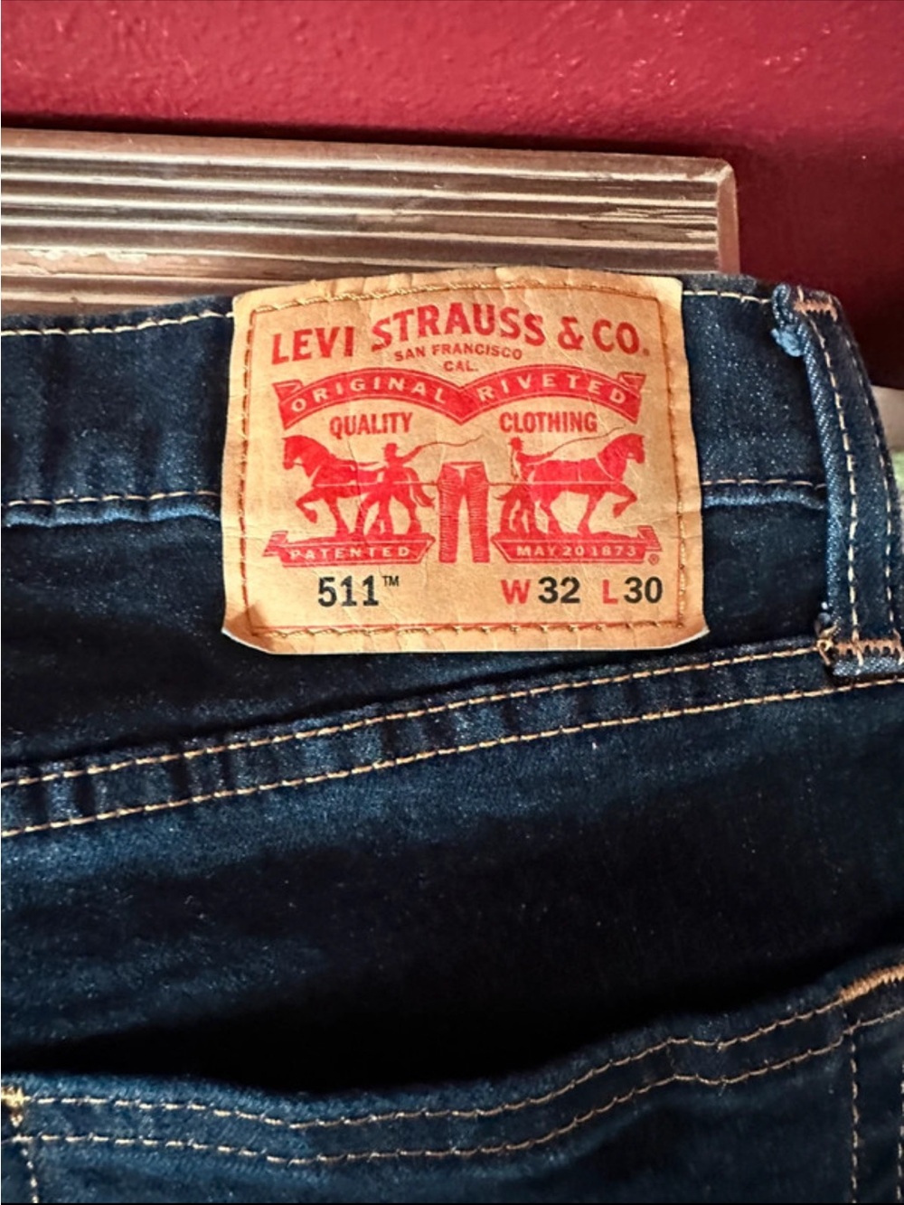 Levi's 511 Slim Straight Jeans in Dark Blue with Tan Label